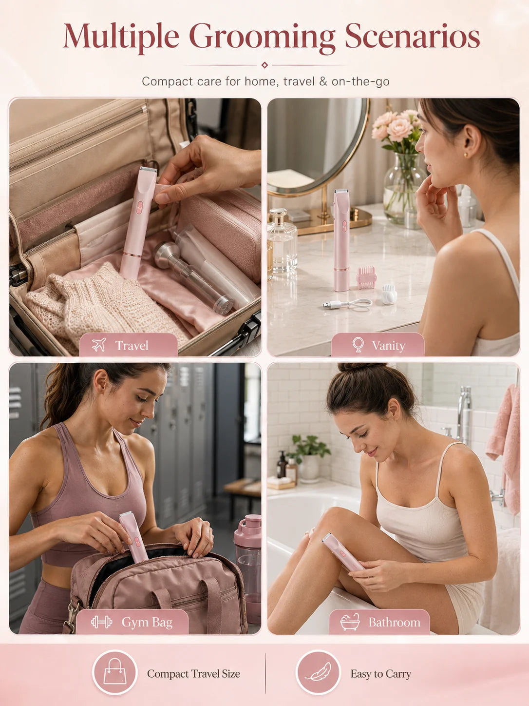 Women Electric Shaver Double Head Female Razor Body Hair Remover Epilator Leg Underarm Bikini Trimmer Rechargeable Portable
