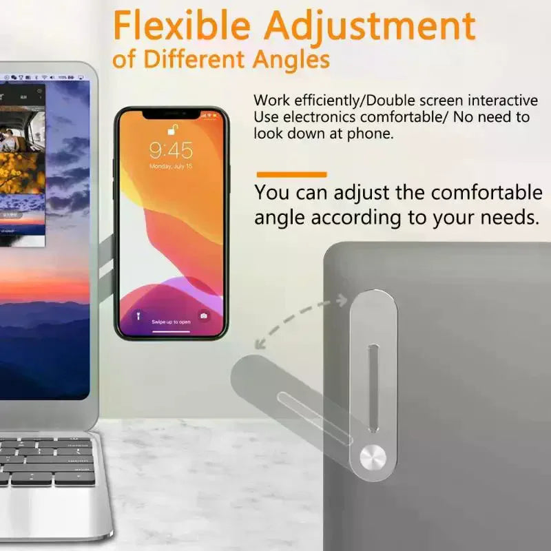 Laptop Side Phone Holder Mount Magnetic Adjustable Phone Stand Folding Monitor Expansion Phone Holder
