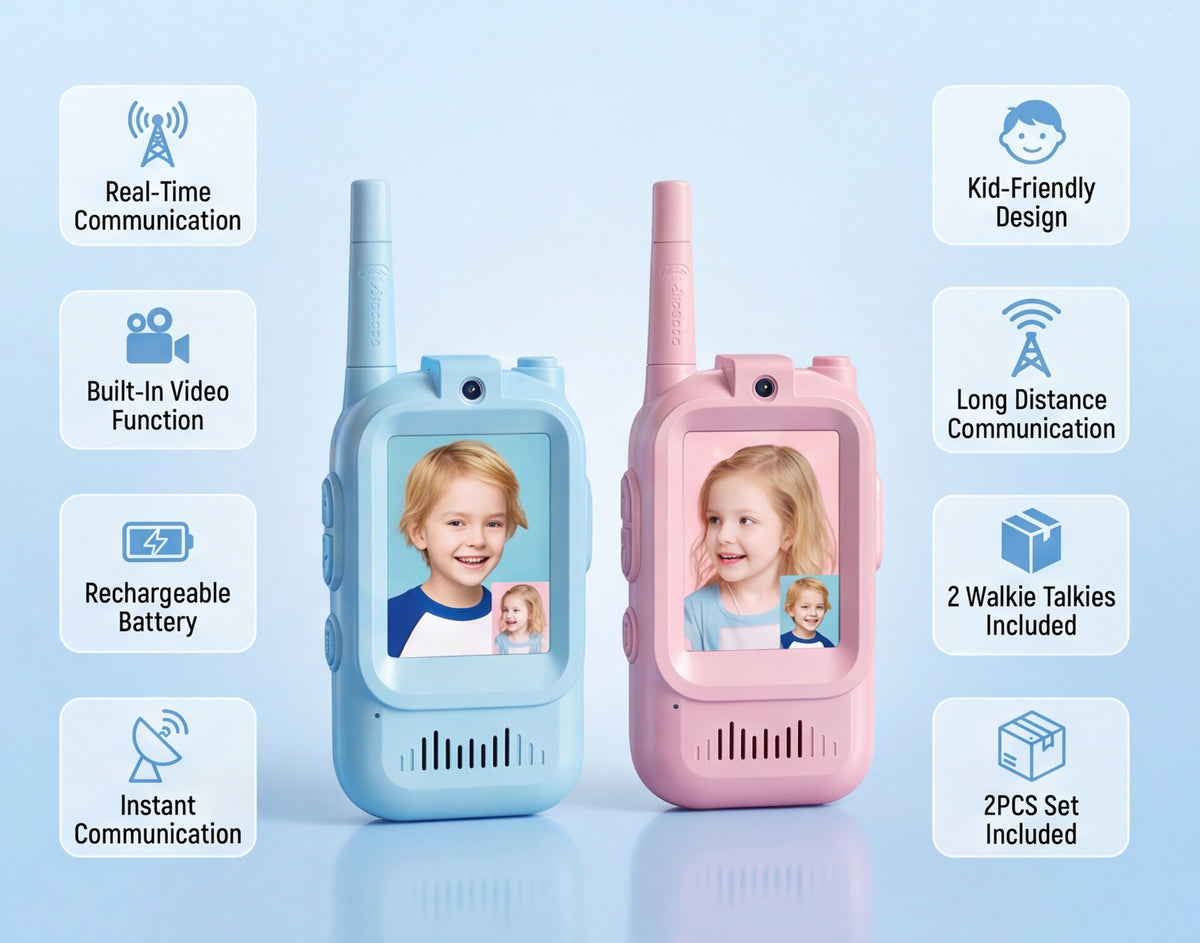 Kids Video Walkie Talkie – 2PCS Rechargeable Communication Toy