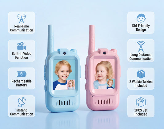 Kids Video Walkie Talkie – 2PCS Rechargeable Communication Toy