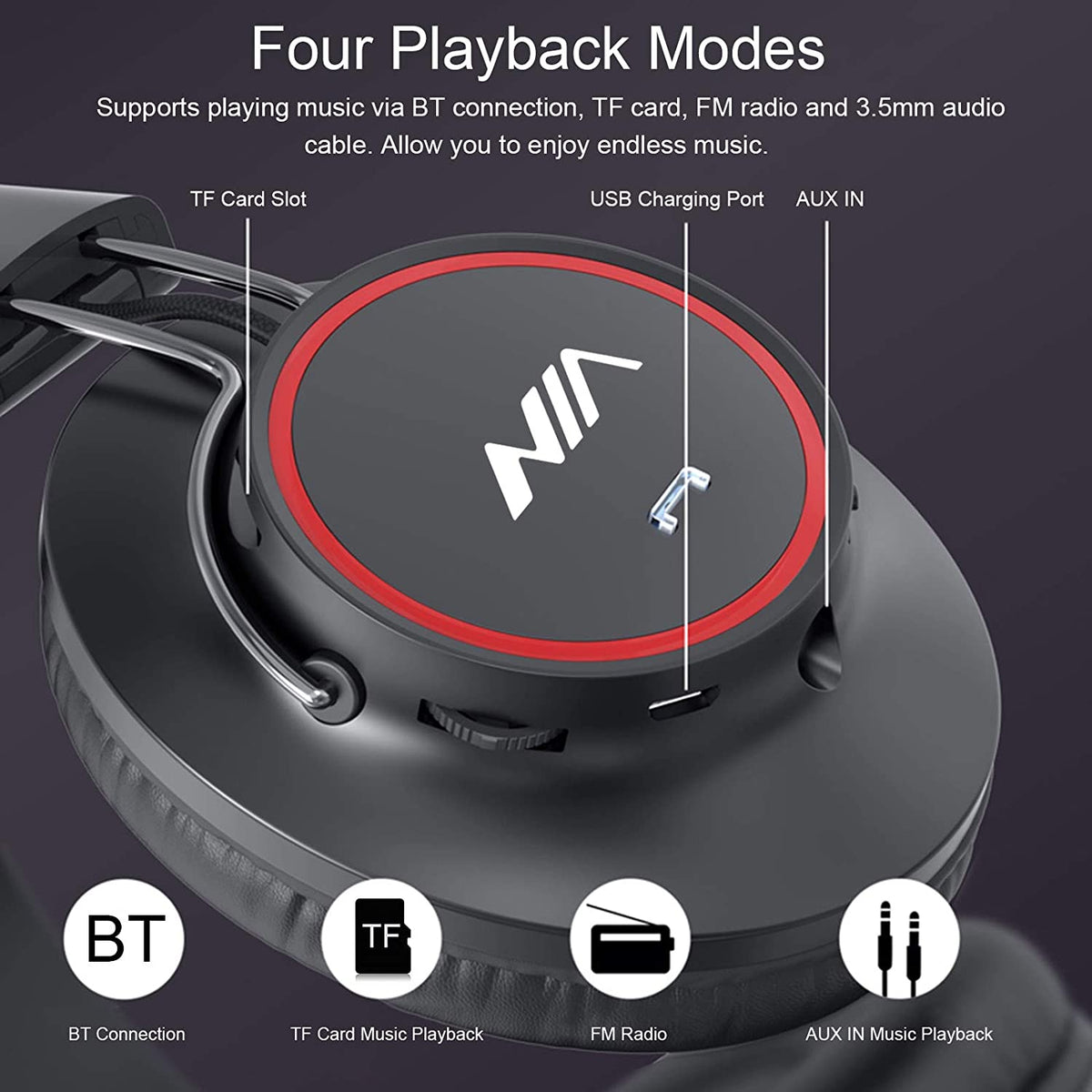 NIA Nia S3000 Over Ear Music Headset Wireless Bluetooth Headphones