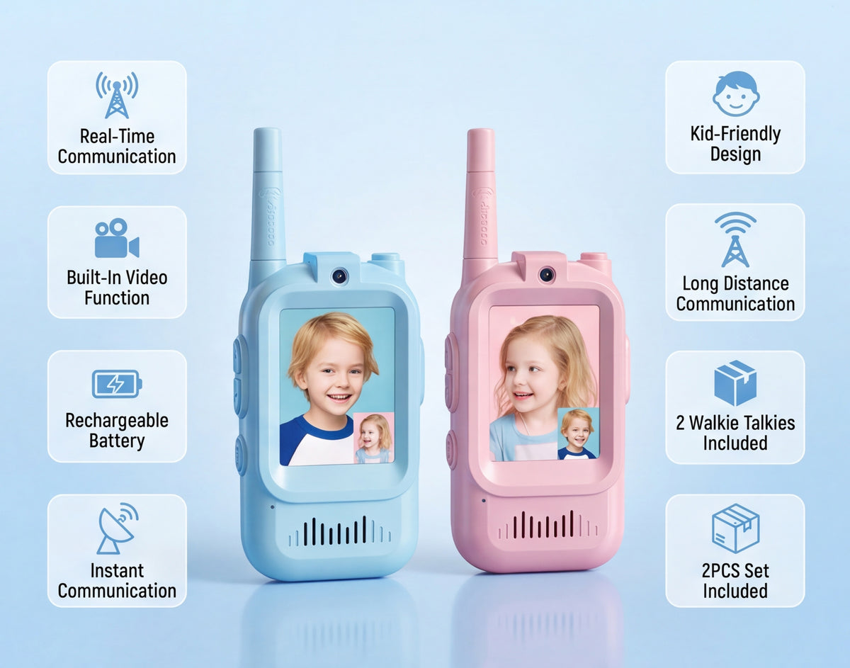 Kids Video Walkie Talkie – 2PCS Rechargeable Communication Toy