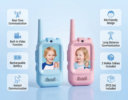 Kids Video Walkie Talkie – 2PCS Rechargeable Communication Toy