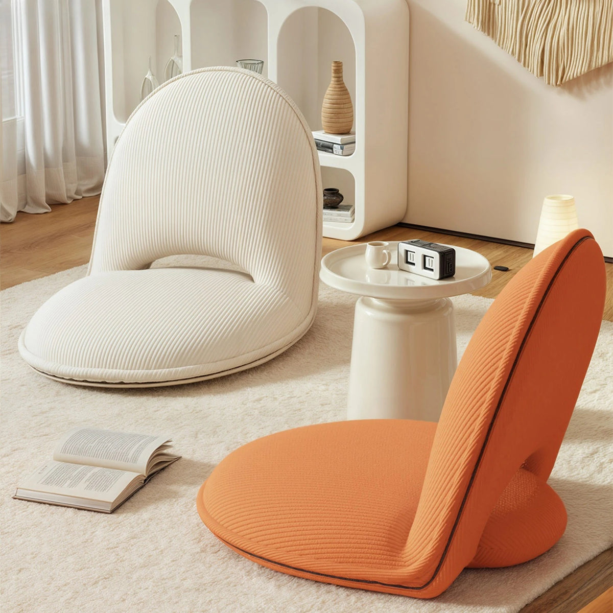 Foldable Backrest Tatami Lounger for Sitting Sleeping, Small Space Bed for Bay Window Guest, Convertible Floor Cushion Chair