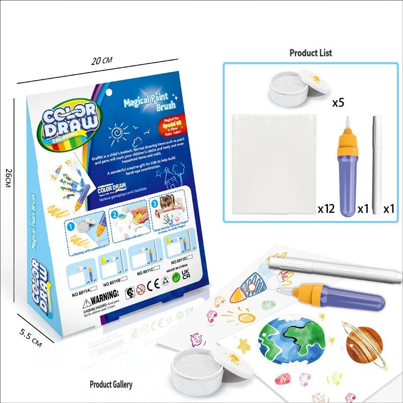 Phantom Magic Brush Children's Educational Display Color Drawing Graffiti Crow Seal Set Kids Early Learning Magical Drawing Toy