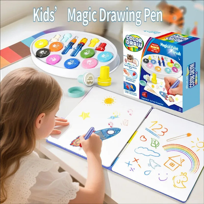 Phantom Magic Brush Children's Educational Display Color Drawing Graffiti Crow Seal Set Kids Early Learning Magical Drawing Toy
