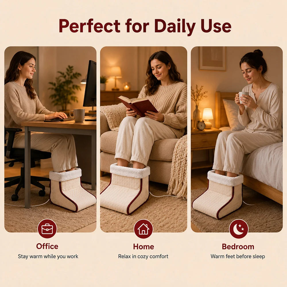 Electric Foot Warmer 5 Gears 35‑60℃ Constant Temperature Heater 1Hour Auto Off Detachable Liner EU Plug For Home Office Dorm Use