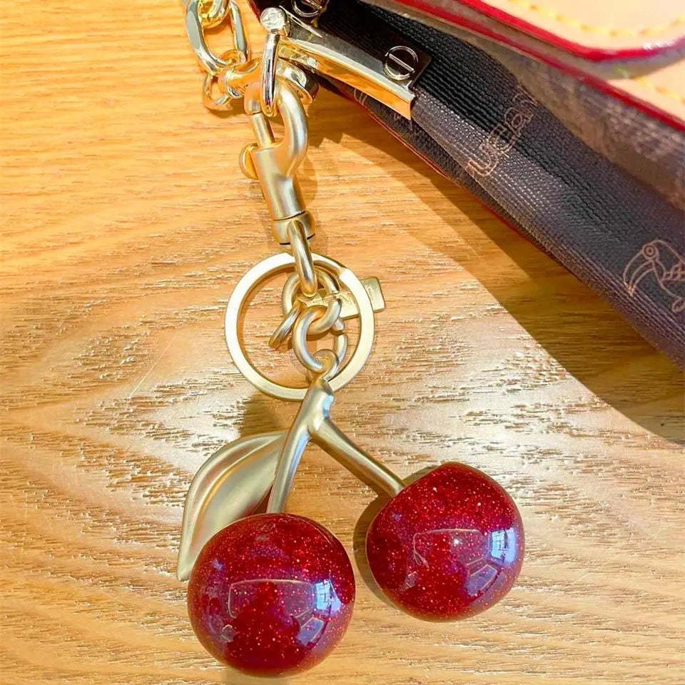 Cherry Bag Charm, Stylish Accessory for Handbags, Perfect Gift Idea, Unique Design, Enhance Your, Ideal for Daily Use