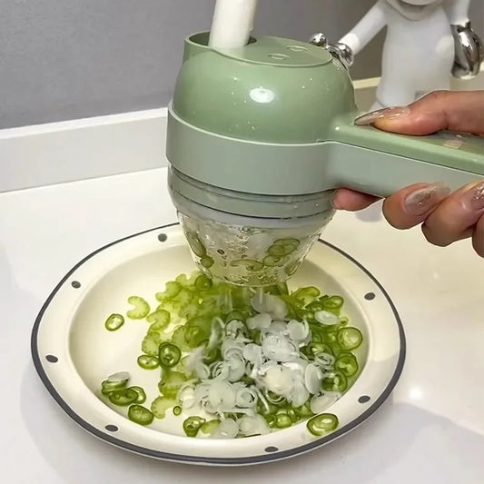 Electric Vegetable Cutter 4 IN 1 Food Peel Slicer Handheld Wireless Garlic Masher Food Chopper Meat Grinder Home Kitchen Mincer