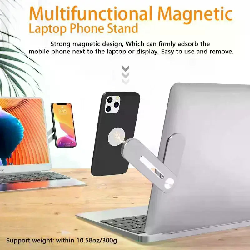 Laptop Side Phone Holder Mount Magnetic Adjustable Phone Stand Folding Monitor Expansion Phone Holder