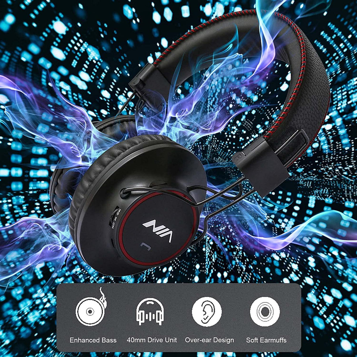NIA Nia S3000 Over Ear Music Headset Wireless Bluetooth Headphones
