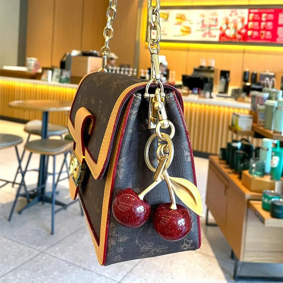 Cherry Bag Charm, Stylish Accessory for Handbags, Perfect Gift Idea, Unique Design, Enhance Your, Ideal for Daily Use