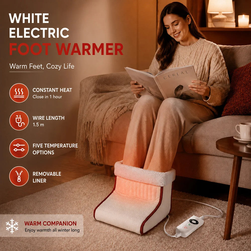 Electric Foot Warmer 5 Gears 35‑60℃ Constant Temperature Heater 1Hour Auto Off Detachable Liner EU Plug For Home Office Dorm Use