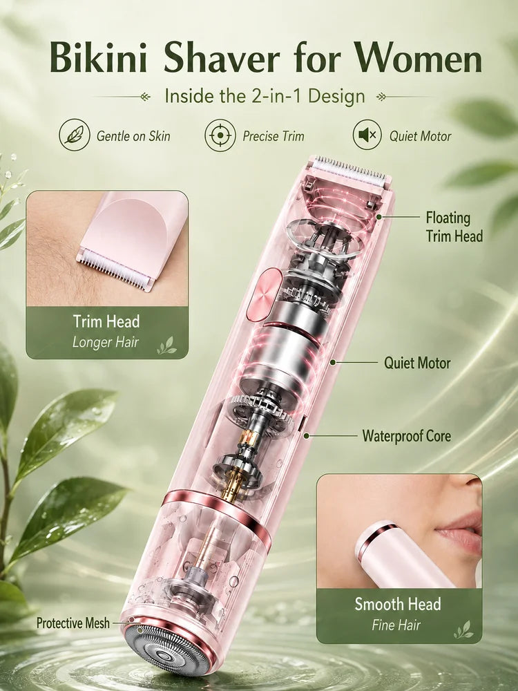 Women Electric Shaver Double Head Female Razor Body Hair Remover Epilator Leg Underarm Bikini Trimmer Rechargeable Portable
