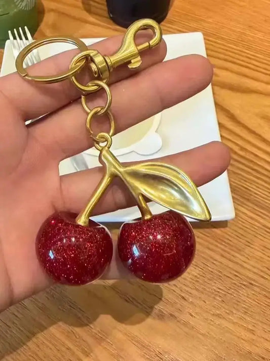 Cherry Bag Charm, Stylish Accessory for Handbags, Perfect Gift Idea, Unique Design, Enhance Your, Ideal for Daily Use