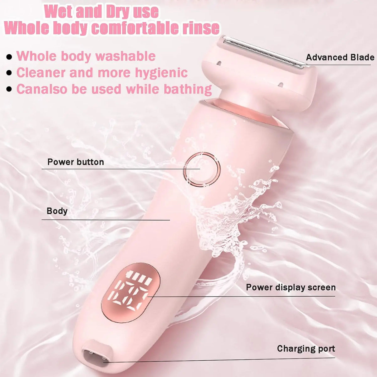 2 in 1 Women Electric Shaver Dual Head Bikini Trimmer Painless Body Hair Razor and Facial Hair Remover for Underarm Leg Face