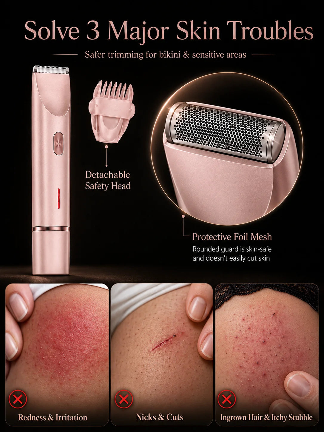 Women Electric Shaver Double Head Female Razor Body Hair Remover Epilator Leg Underarm Bikini Trimmer Rechargeable Portable