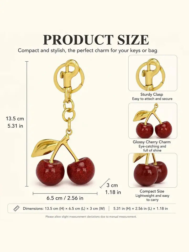 Cherry Bag Charm, Stylish Accessory for Handbags, Perfect Gift Idea, Unique Design, Enhance Your, Ideal for Daily Use