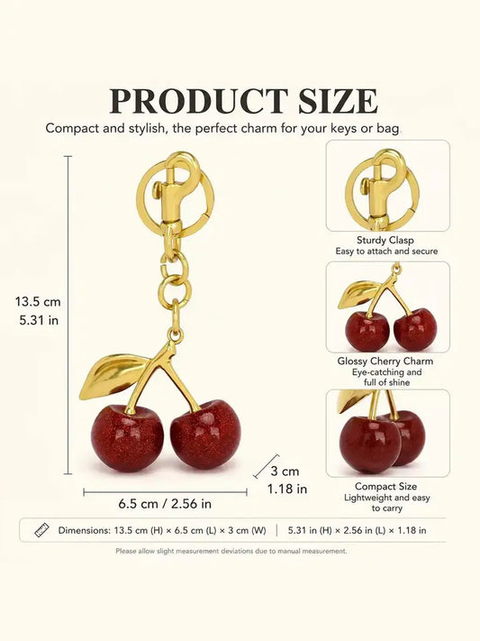 Cherry Bag Charm, Stylish Accessory for Handbags, Perfect Gift Idea, Unique Design, Enhance Your, Ideal for Daily Use