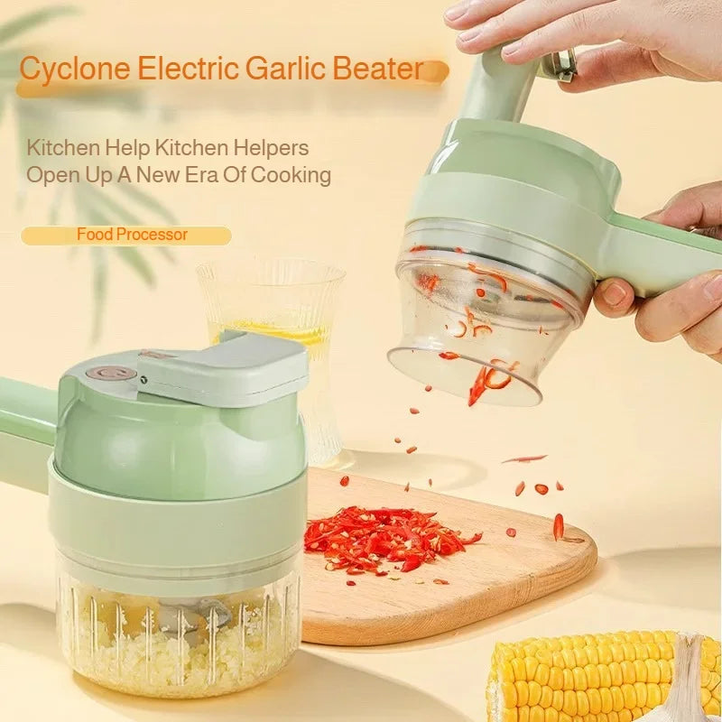 Electric Vegetable Cutter 4 IN 1 Food Peel Slicer Handheld Wireless Garlic Masher Food Chopper Meat Grinder Home Kitchen Mincer