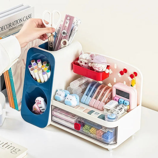 Angled Desktop Stationery Organizer Drawer Pen Slots