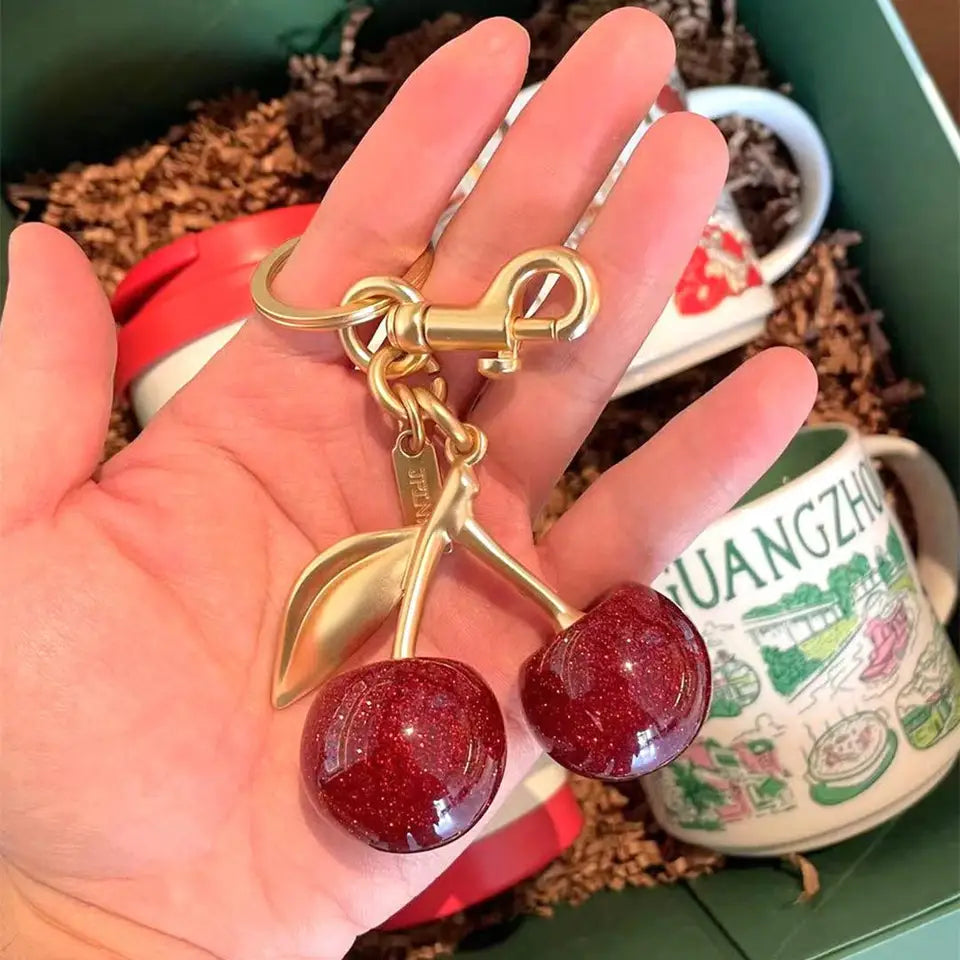 Cherry Bag Charm, Stylish Accessory for Handbags, Perfect Gift Idea, Unique Design, Enhance Your, Ideal for Daily Use