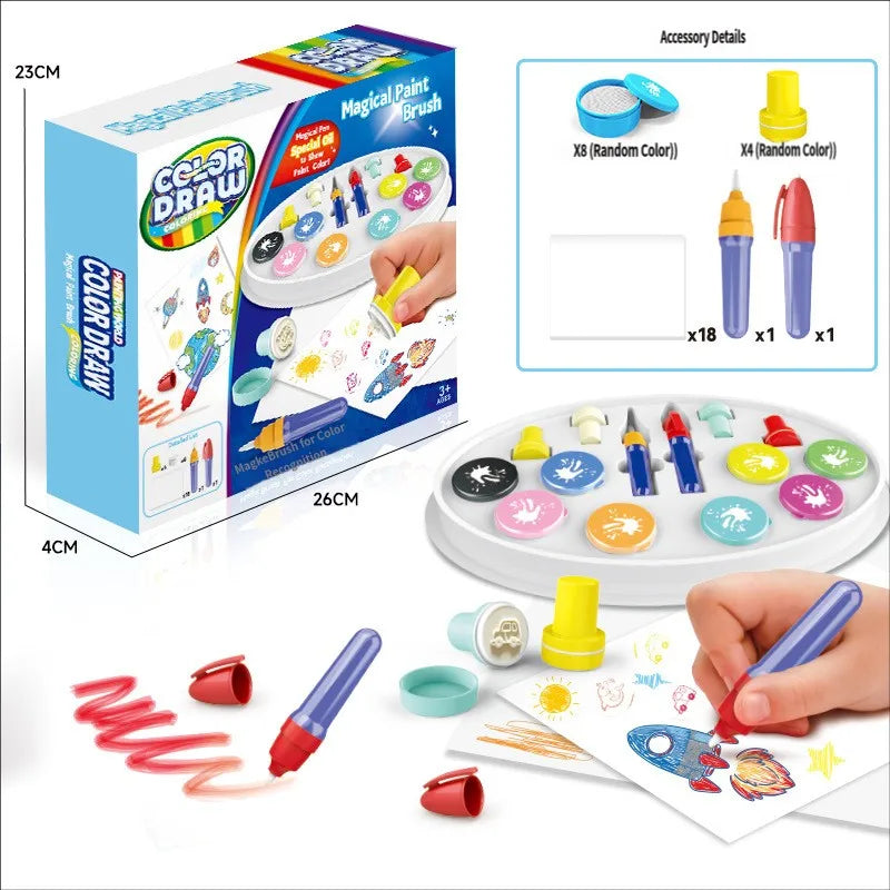 Phantom Magic Brush Children's Educational Display Color Drawing Graffiti Crow Seal Set Kids Early Learning Magical Drawing Toy