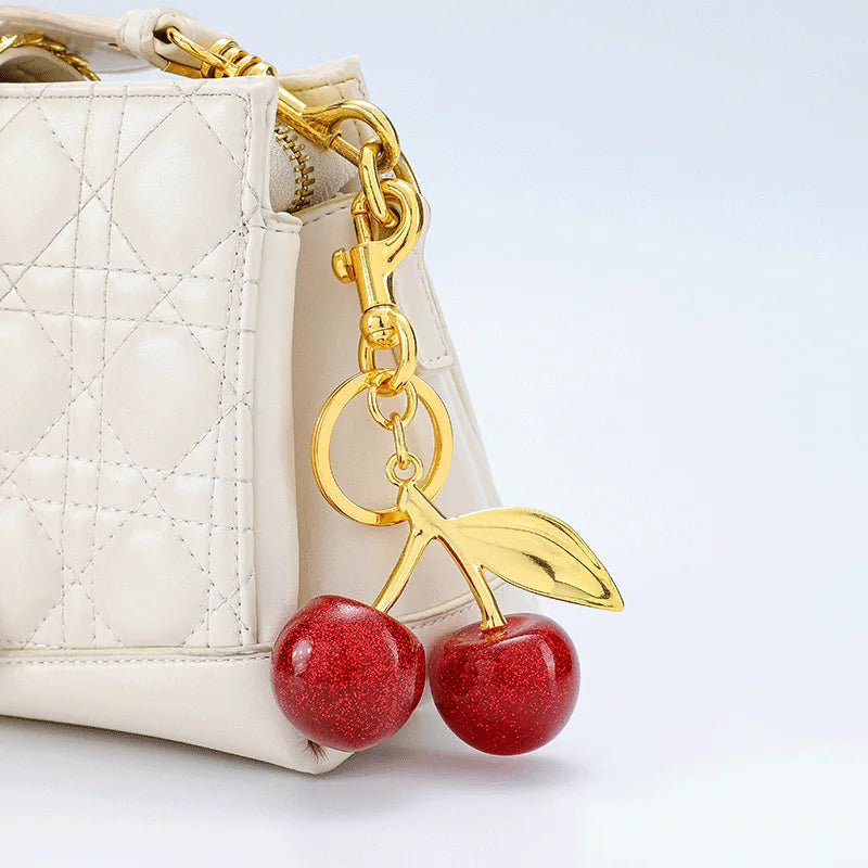 Cherry Bag Charm, Stylish Accessory for Handbags, Perfect Gift Idea, Unique Design, Enhance Your, Ideal for Daily Use
