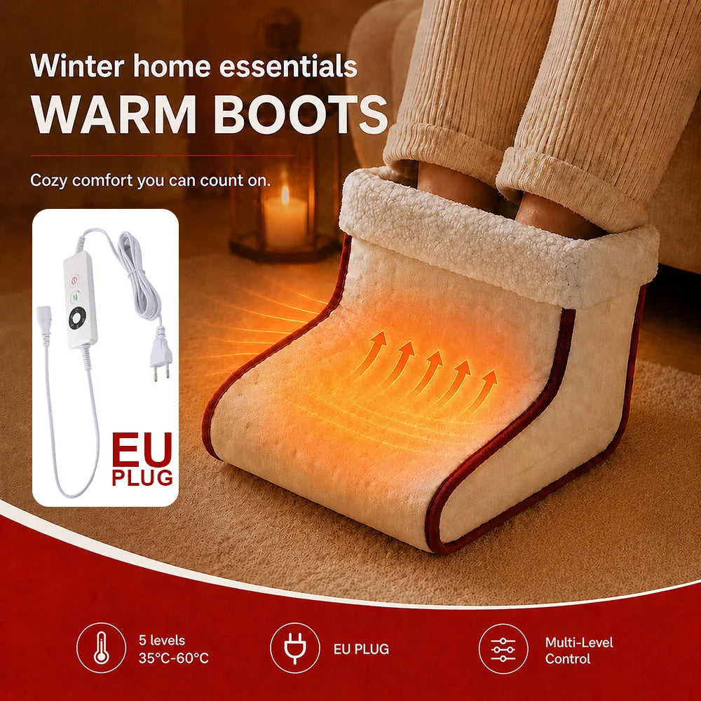 Electric Foot Warmer 5 Gears 35‑60℃ Constant Temperature Heater 1Hour Auto Off Detachable Liner EU Plug For Home Office Dorm Use