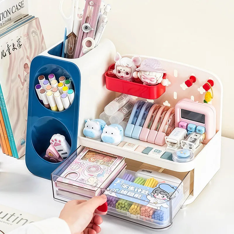 Angled Desktop Stationery Organizer Drawer Pen Slots