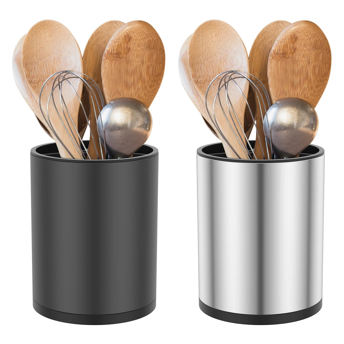 360° Rotating Large Utensil Holder Stainless Steel Cutlery Drainer Chopstick Spoon Fork Tableware Kitchen Storage Bucket