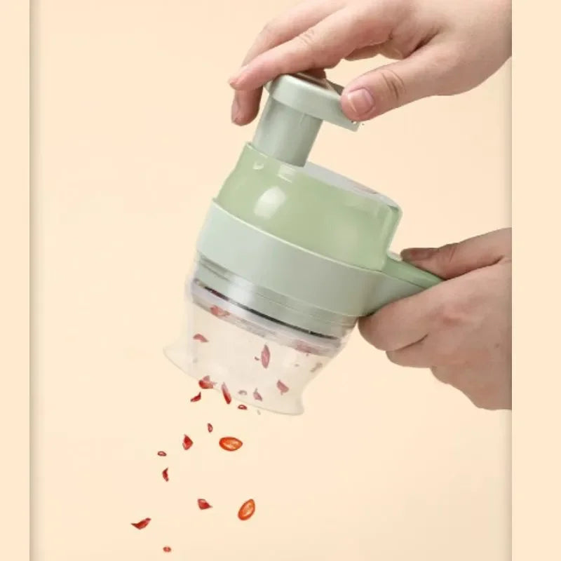 Electric Vegetable Cutter 4 IN 1 Food Peel Slicer Handheld Wireless Garlic Masher Food Chopper Meat Grinder Home Kitchen Mincer