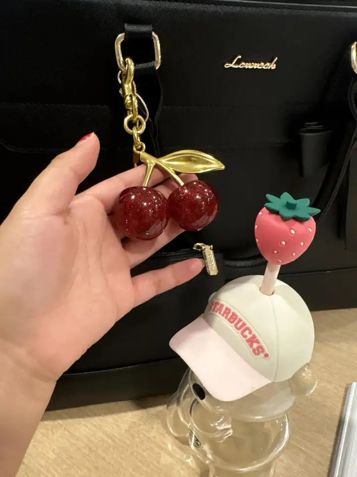 Cherry Bag Charm, Stylish Accessory for Handbags, Perfect Gift Idea, Unique Design, Enhance Your, Ideal for Daily Use