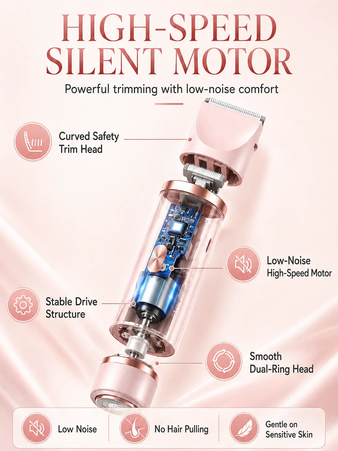 Women Electric Shaver Double Head Female Razor Body Hair Remover Epilator Leg Underarm Bikini Trimmer Rechargeable Portable