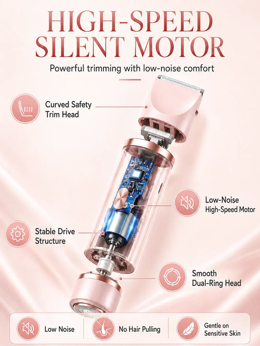 Women Electric Shaver Double Head Female Razor Body Hair Remover Epilator Leg Underarm Bikini Trimmer Rechargeable Portable