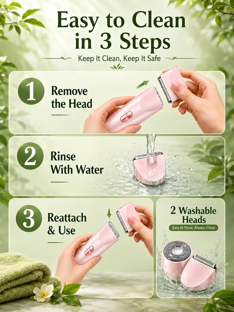 Women Electric Shaver Double Head Female Razor Body Hair Remover Epilator Leg Underarm Bikini Trimmer Rechargeable Portable