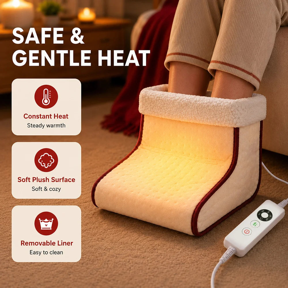 Electric Foot Warmer 5 Gears 35‑60℃ Constant Temperature Heater 1Hour Auto Off Detachable Liner EU Plug For Home Office Dorm Use