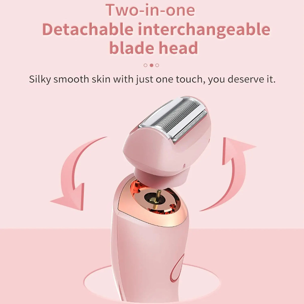 2 in 1 Women Electric Shaver Dual Head Bikini Trimmer Painless Body Hair Razor and Facial Hair Remover for Underarm Leg Face