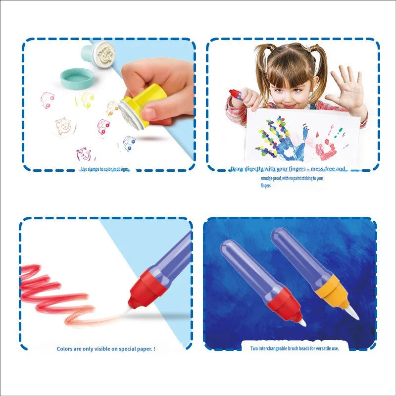 Phantom Magic Brush Children's Educational Display Color Drawing Graffiti Crow Seal Set Kids Early Learning Magical Drawing Toy