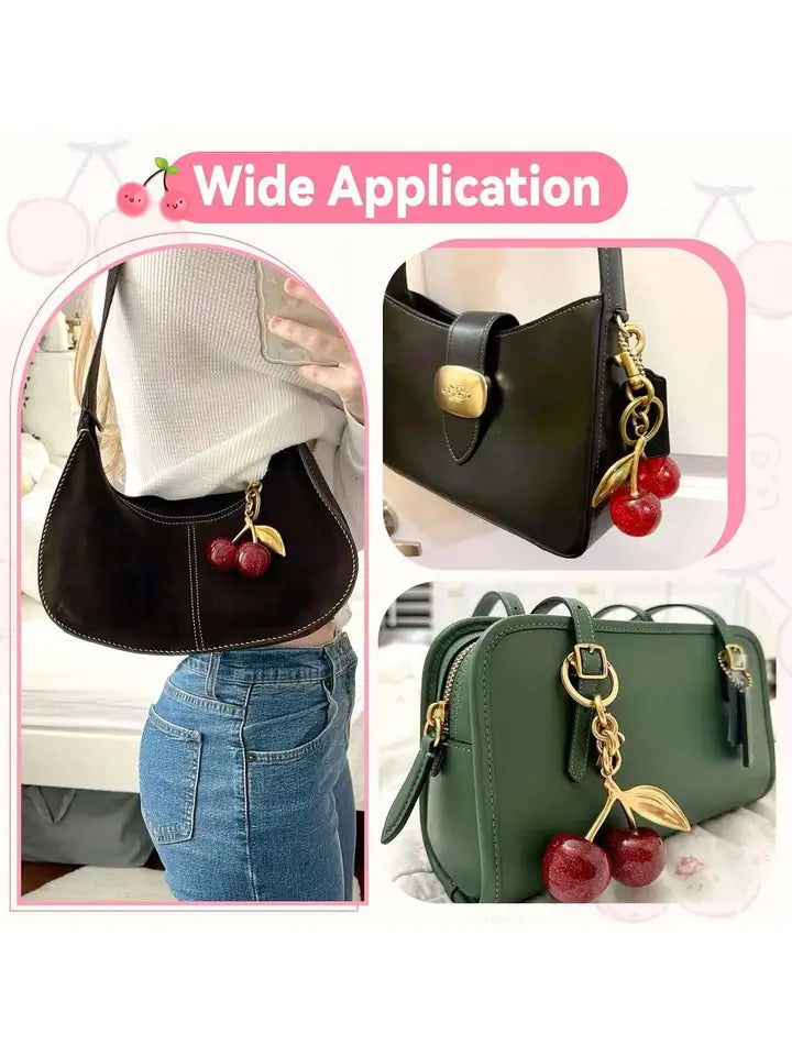 Cherry Bag Charm, Stylish Accessory for Handbags, Perfect Gift Idea, Unique Design, Enhance Your, Ideal for Daily Use