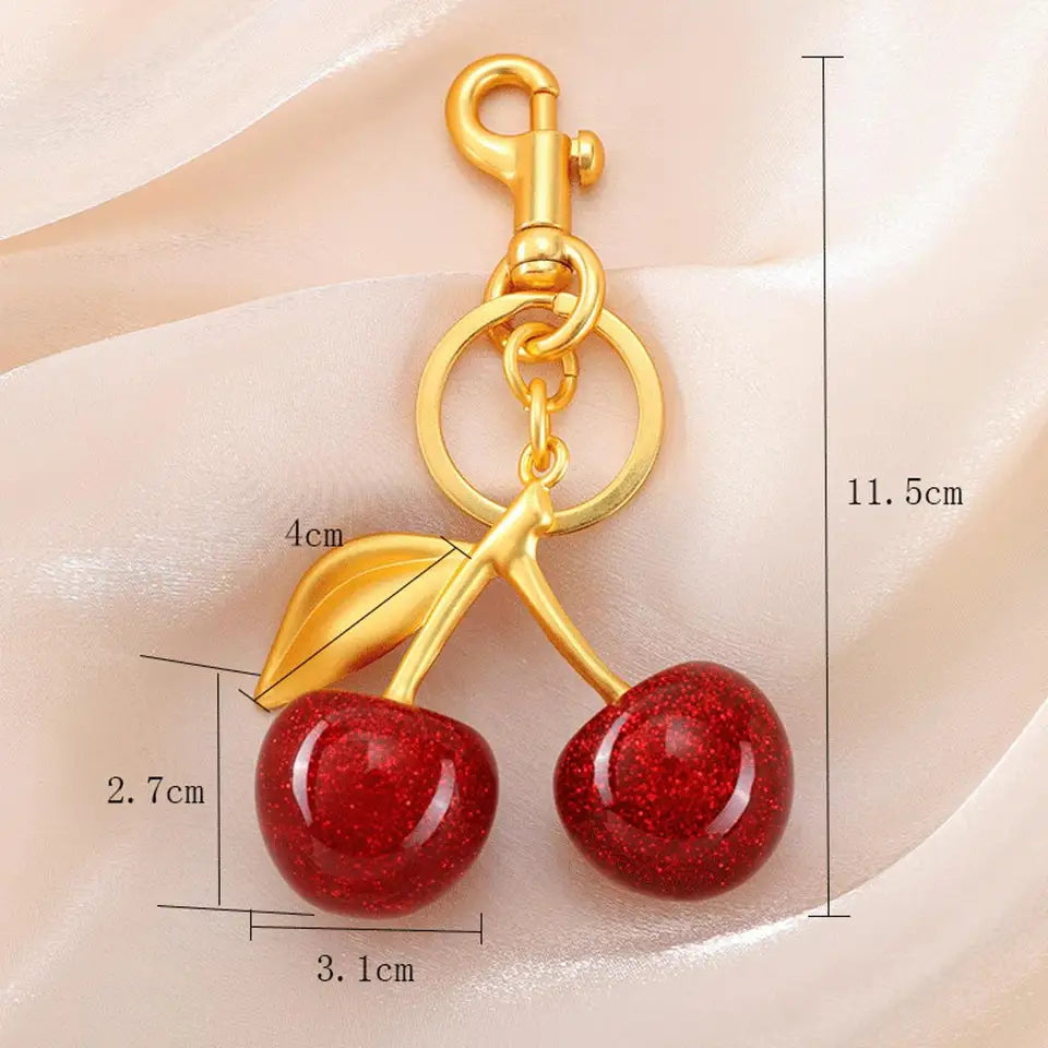 Cherry Bag Charm, Stylish Accessory for Handbags, Perfect Gift Idea, Unique Design, Enhance Your, Ideal for Daily Use
