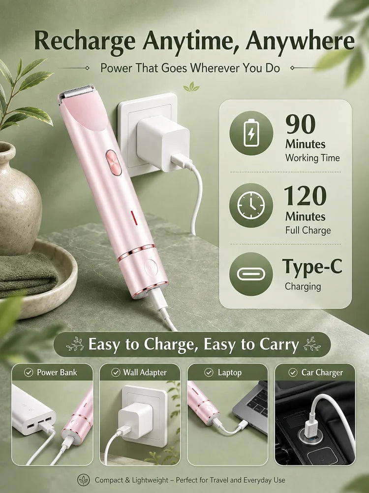 Women Electric Shaver Double Head Female Razor Body Hair Remover Epilator Leg Underarm Bikini Trimmer Rechargeable Portable