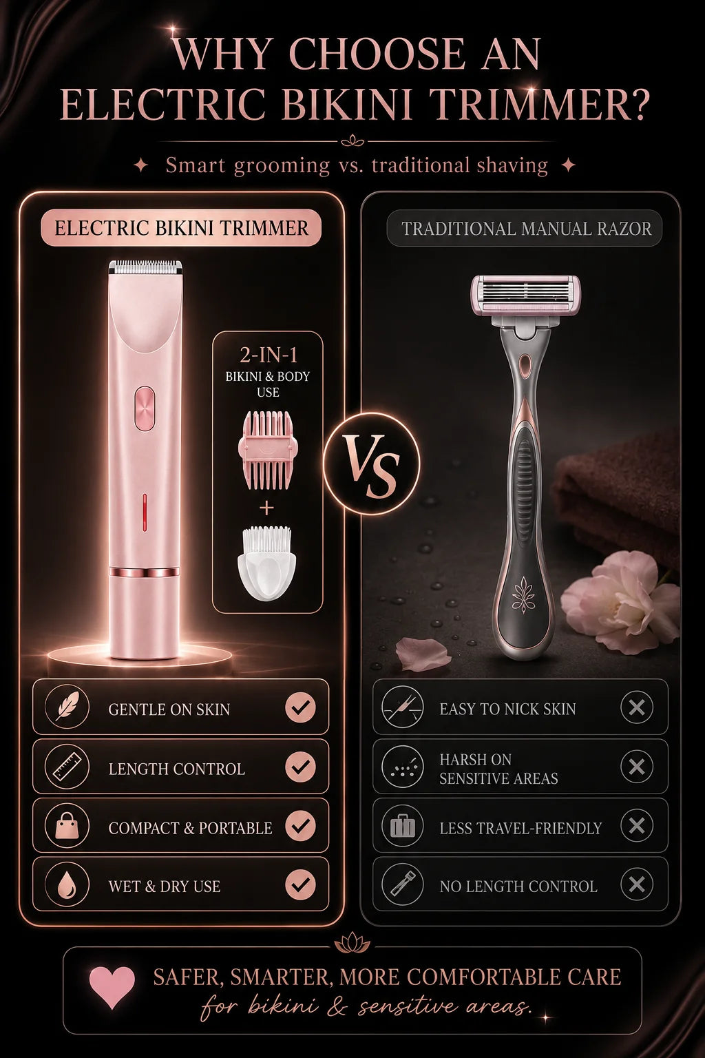 Women Electric Shaver Double Head Female Razor Body Hair Remover Epilator Leg Underarm Bikini Trimmer Rechargeable Portable