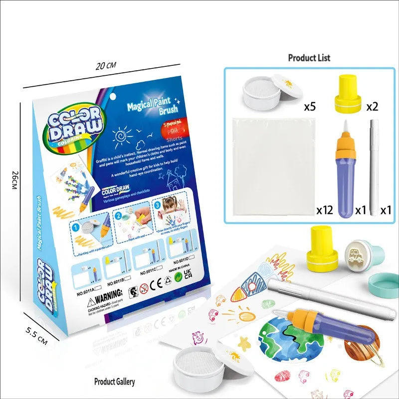 Phantom Magic Brush Children's Educational Display Color Drawing Graffiti Crow Seal Set Kids Early Learning Magical Drawing Toy