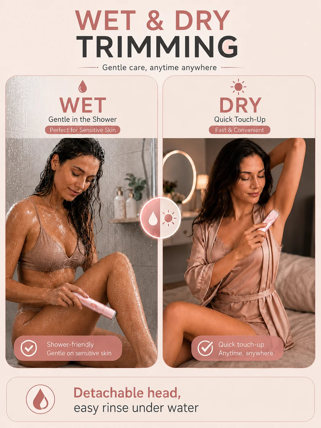 Women Electric Shaver Double Head Female Razor Body Hair Remover Epilator Leg Underarm Bikini Trimmer Rechargeable Portable