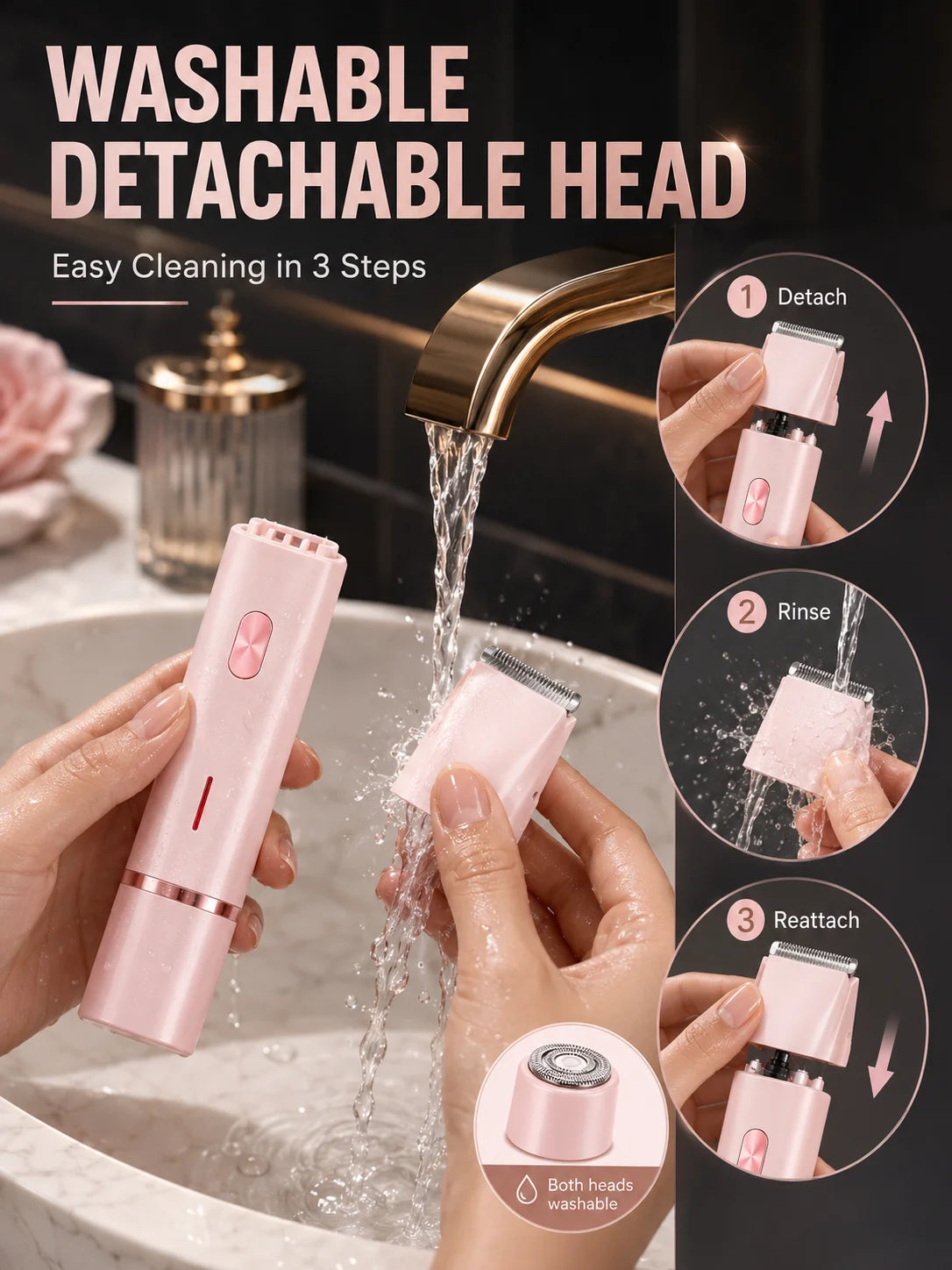 Women Electric Shaver Double Head Female Razor Body Hair Remover Epilator Leg Underarm Bikini Trimmer Rechargeable Portable